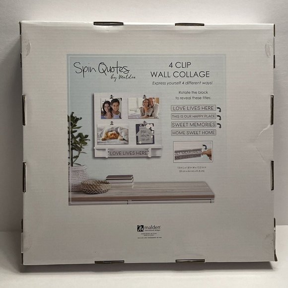 Spin Quotes 4 Clip Wall Collage Picture Frame 13"x12"x2" Holds 4 Pictures NEW - Picture 10 of 12